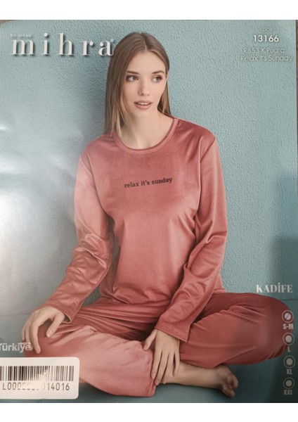 Kadın Kışlık Bisiklet Yaka Kadife Pijama Takımı 13166P - 1 Adet fırsatları