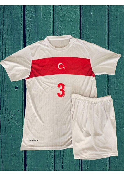 Euro 2024 Türkiye Merih Demiral 3 Numara Deplasman Çocuk Forması 3 Lü Set (Beyaz) fiyatları