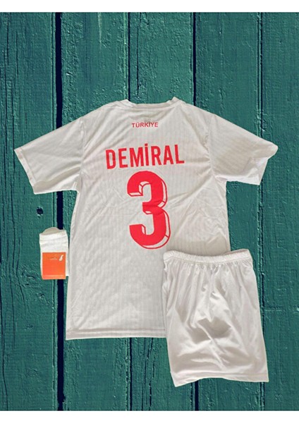 Euro 2024 Türkiye Merih Demiral 3 Numara Deplasman Çocuk Forması 3 Lü Set (Beyaz) modelleri