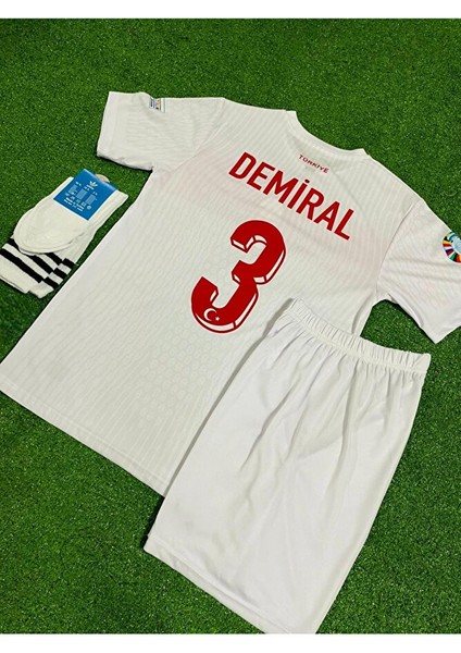 Euro 2024 Türkiye Merih Demiral 3 Numara Deplasman Çocuk Forması 3 Lü Set (Beyaz) fırsatları