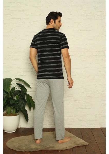 Erkek Siyah V Yaka 3'lü Pijama Takım fırsatları