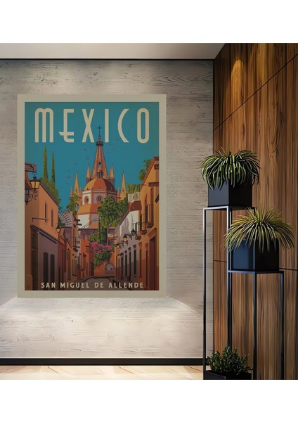 Meksika Ahşap Mdf Dekoratif Tablo San Miguel De Allende Dikdörtgen Tablo