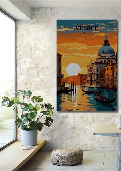 Venedik Gün Batımı Ahşap Mdf Dekoratif Ev/işyeri Duvar Tablo Dikdörtgen Ev/işyeri Duvar Tablo