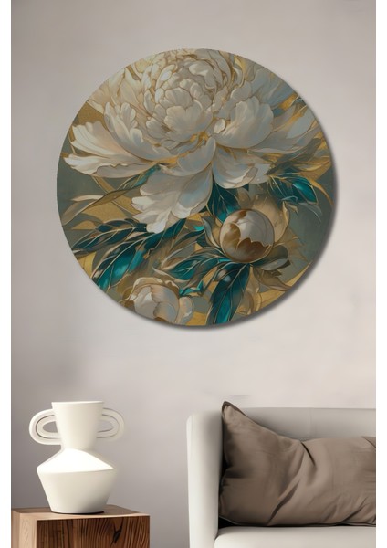 Zarif Şakayık Çiçeği Ahşap Mdf Dekoratif Ev/işyeri Duvar Tablo Yuvarlak Ev/işyeri Duvar Tablo