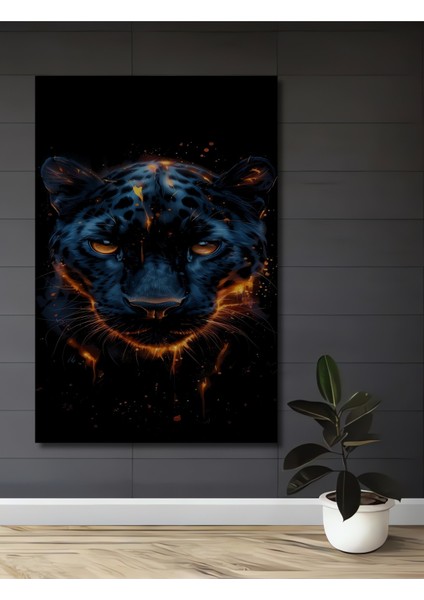 Ateşli Kara Panter Ahşap Mdf Dekoratif Ev/işyeri Duvar Tablo Dikdörtgen Ev/işyeri Duvar Tablo