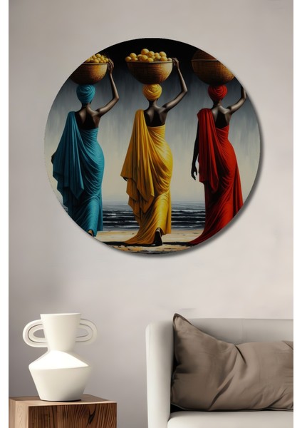 Renkli Kadın Silüetleri Ahşap Mdf Dekoratif Ev/işyeri Duvar Tablo Yuvarlak Ev/işyeri Duvar Tablo