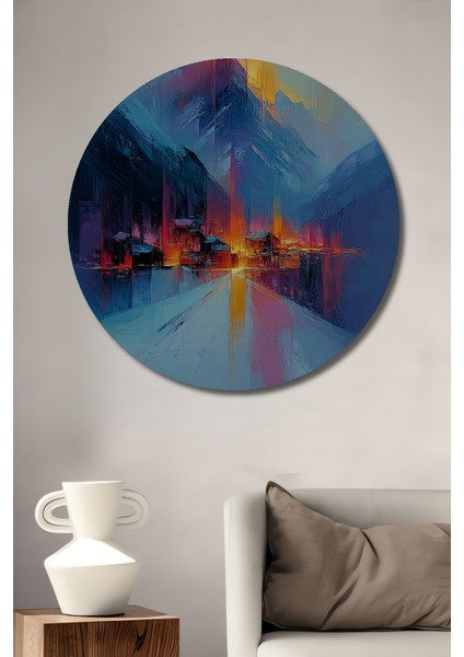 Dağ Manzarası Dekoratif Ahşap Mdf Ev/işyeri Duvar Tablo Yuvarlak Ev/işyeri Duvar Tablo