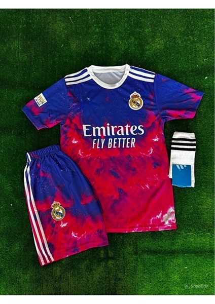 Real Madrid Ronaldo Kırmızı Dalgalı Özel Tasarım Çocuk Futbol Forması 4'lü Takım fiyatları