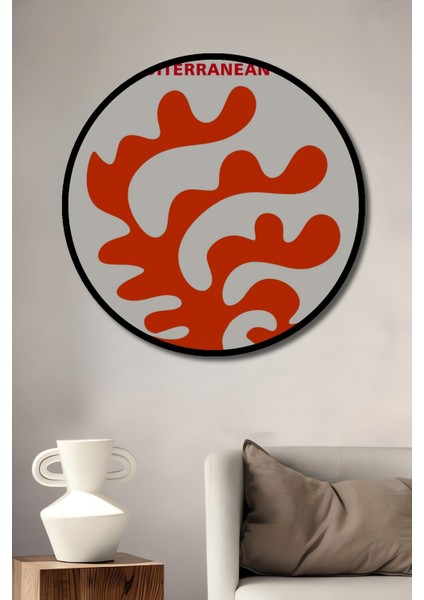 Çerçeve Görünümlü Majorca Plaj Kulübü Akdeniz Sanat Ahşap Mdf Dekoratif Tablo Yuvarlak Tablo