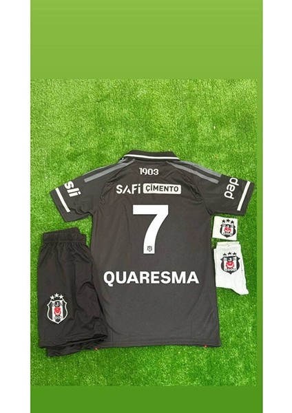 Beşiktâş' 2026 Quaresma Yeni Sezon Alternatif Yakalı Siyah Çocuk Forması 4'lü Set