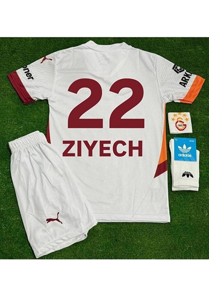 Galatâsarây. 2024/25 Hakim Ziyech Deplasman Beyaz Yeni Sezon Çocuk Forması 4'lü Set