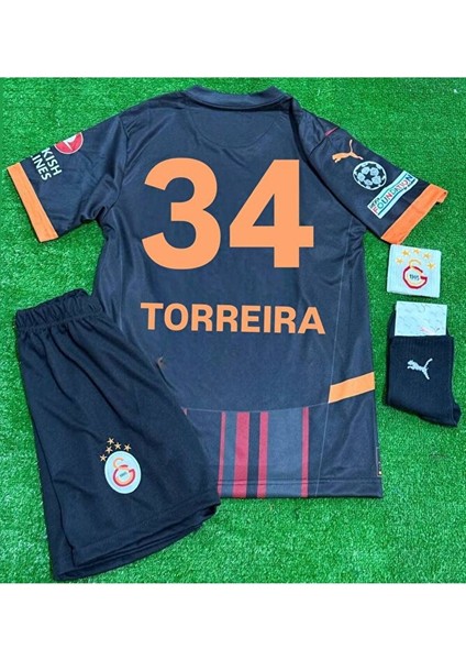 Galatâsarây. 2024/25 Lucas Torreira Alternatif Siyah Yeni Sezon Çocuk Forması 4'lü Set