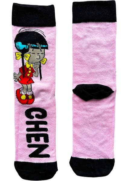 Chen Pembe Siyah Soket Çorap