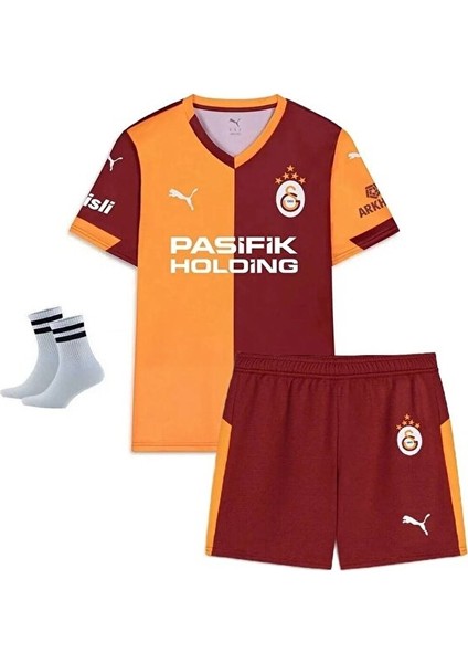 Galatâsarây. 2026 Iç Saha Kırmızı Çocuk Forması 4'lü Set 5 Yıldızlı