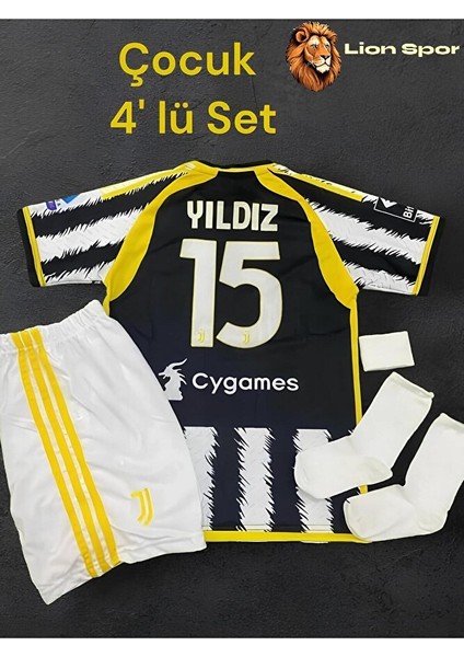 J.u.v.e.n.t.u.s Kenan Yıldız 15 Numara Çoçuk Forması Kısa Kol 4 Lü Set Vs