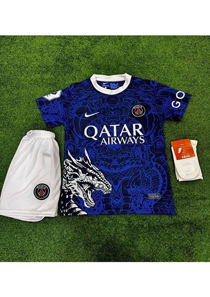 Paris Mbappe Çoçuk Kısa Kol Özel Taasarım Dragon Özel Seri Forma . 2023 2024 9 Numara Yeni modelleri
