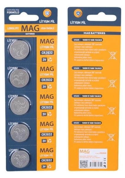 Mag Batteries MG-2032 Para Pil CR2032 3 Volt Lityum Para Pil (5'li Paket)