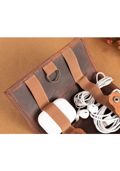 Deri Kablo Aksesuar Taşıma Çantası G2 Antik Kahve modelleri