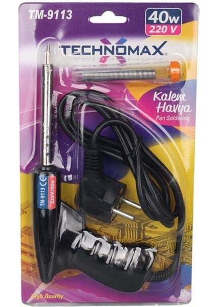 Technomax Tm-9113 40 Watt Tabanca Havya Lehim Telli Lehim Makinesi Ac220v 120cm Kablolu fırsatları