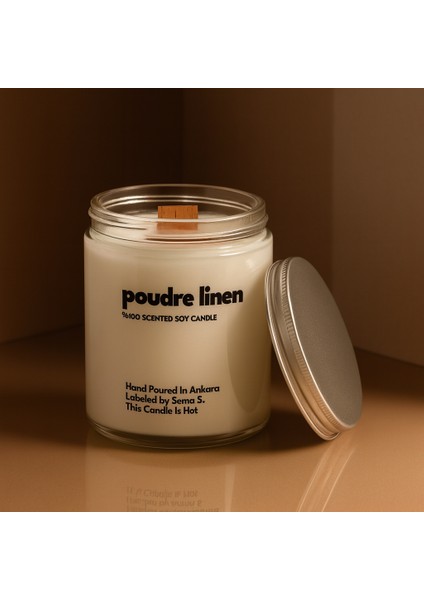 : Poudre Linen : Cam Kavanozda Kokulu %100 Soya Mum (Ihlamur, Portakal, Paçuli)