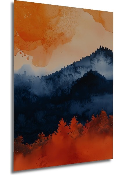 Turuncu Günbatımı Dağ Manzarası Dekoratif Ahşap Mdf Tablo Dikdörtgen Tablo modelleri
