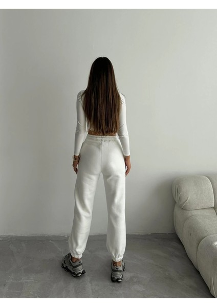 3 Iplik Şardonlu Paça Lastikli Eşofman Beyaz IS001 modelleri