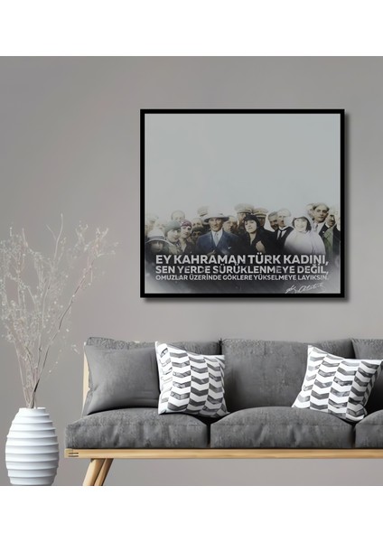 Çerçeve Görünümlü Atatürk Ilham Veren Sözler Ahşap Mdf Dekoratif Tablo Dikdörtgen Tablo