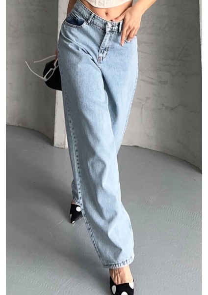 Baggy Kar Yıkama Buz Mavi Jeans Pantolon D2007 fiyatları