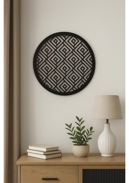 Zen Spiral Desenli Yuvarlak Metal Tablo | Modern Minimal Dekor