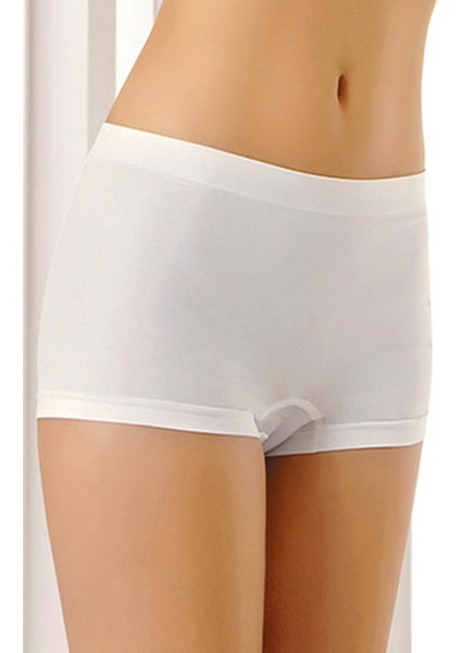 Techmrt Beyaz Dikişsiz Kadın Boxer Korse Korse - 700 - Beden M