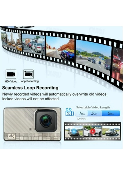 4K Cardshcam 170 Derece Geniş Açı 3 Inç IPS Araç Kamerası Wifi/gece Görüşü/g-Sensör Ön/arka fiyatları