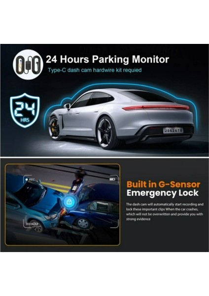 4K Cardshcam 170 Derece Geniş Açı 3 Inç IPS Araç Kamerası Wifi/gece Görüşü/g-Sensör Ön/arka fırsatları