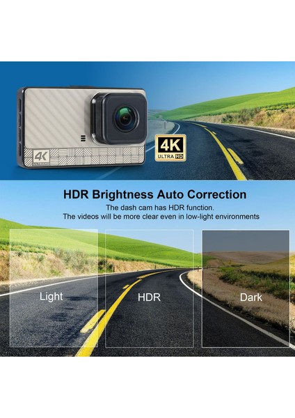 4K Cardshcam 170 Derece Geniş Açı 3 Inç IPS Araç Kamerası Wifi/gece Görüşü/g-Sensör Ön/arka