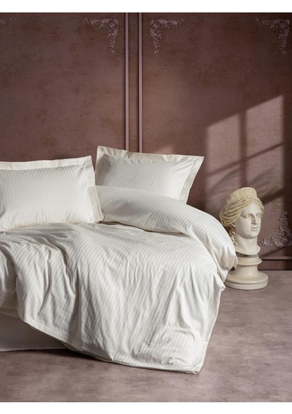 Çift Kişilik Saten Nev Takımı Elegante Stripe Ekru fiyatları