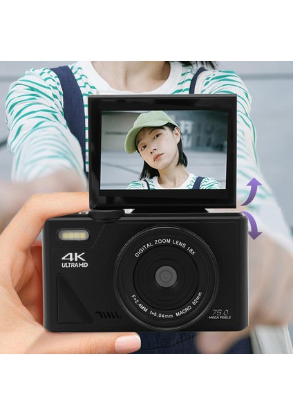 5k Dijital Kamera 75MP Hd Retro Otomatik Odaklama Anti Shake 18X Zoom 64GB Sd Kart Hediye fiyatları