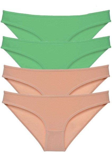 4 Adet Süper Eko Set Likralı Kadın Slip Külot Yeşil Ten