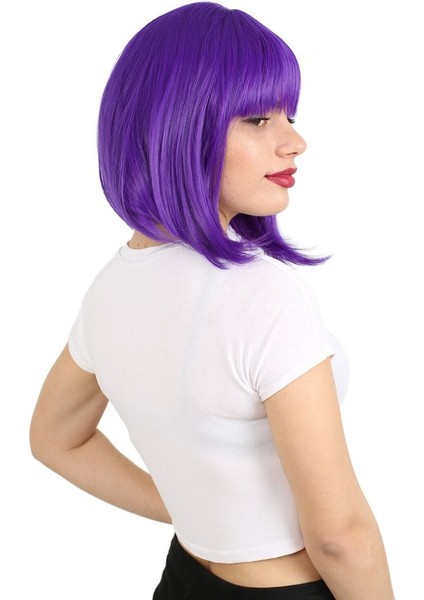 Küt Kahküllü Fiber Sentetik Peruk / Mor fiyatları