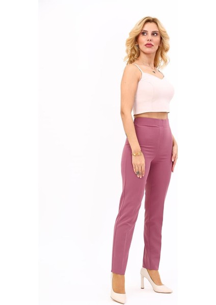 Lastikli Dar Paça Pantolon-Rose fırsatları