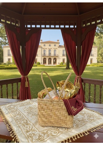 Hasır Piknik Sepeti Çift Kulplu Kare Büyük Boy El Örgüsü Dekoratif – Doğal El Işçiliği fiyatları