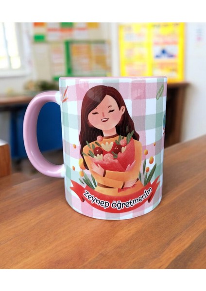 Öğretmenler Günü Isim Yazılabilir Hediyelik Porselen Kupa Bardak-Öğretmen Hediye Kupa