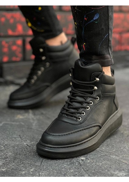 KB-0994 Siyah Cilt Siyah Yüksek Taban Erkek Bilek Bot modelleri