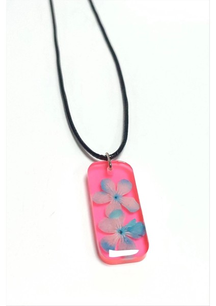 Kartopu Çiçeği Dikdörtgen Epoksi Kolye