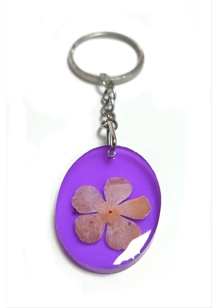Kartopu Çiçeği Oval Epoksi Anahtarlık