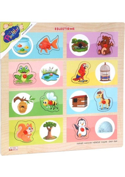 ONY-363-364 Ahşap Tutmalı Eşleştirme Hangi Hayvan Nerede Yaşar -Onyıl