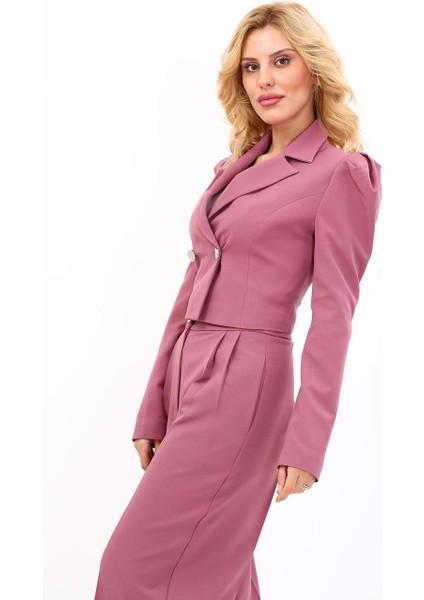 Erkek Yaka Drape Kollu Kısa Ceket-Rose fırsatları