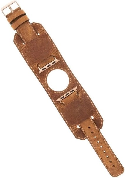 Apple Watch Uyumlu Deri Kordon 42-44-45MM Cuff G19 Taba modelleri