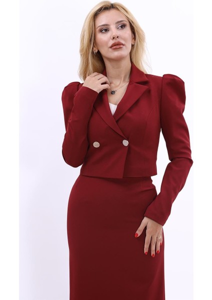 Erkek Yaka Drape Kollu Kısa Ceket-Bordo