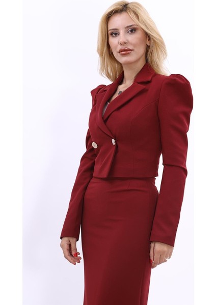 Erkek Yaka Drape Kollu Kısa Ceket-Bordo fiyatları