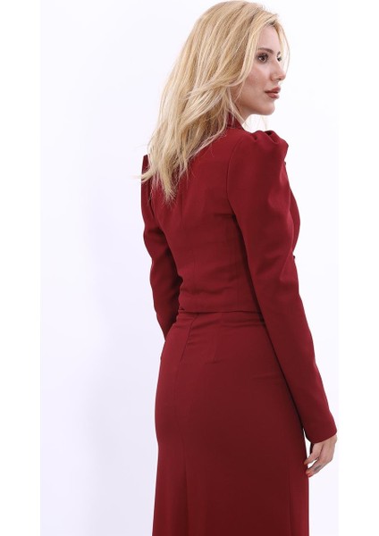 Erkek Yaka Drape Kollu Kısa Ceket-Bordo modelleri