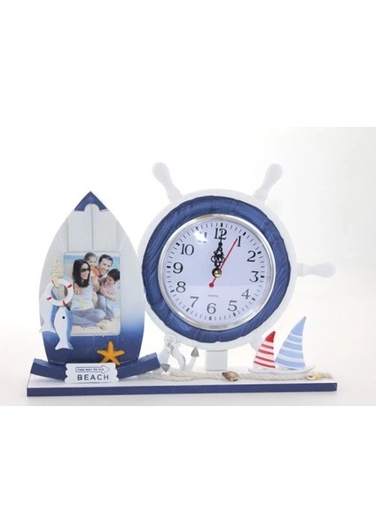 Ahşap Marin Dümenli Çerçeveli Saat Model 1